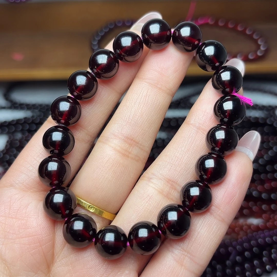 喜***花手链未镶嵌石榴石卡10酒红单圈毕业级