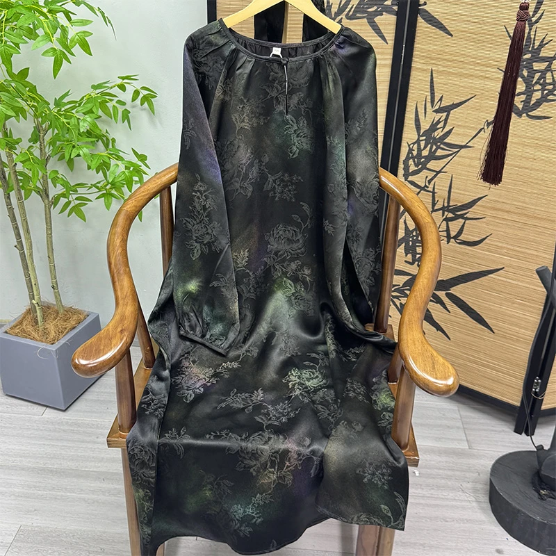 预锦丝韵100桑蚕丝50姆米猫眼自然显瘦宽松流浪裙