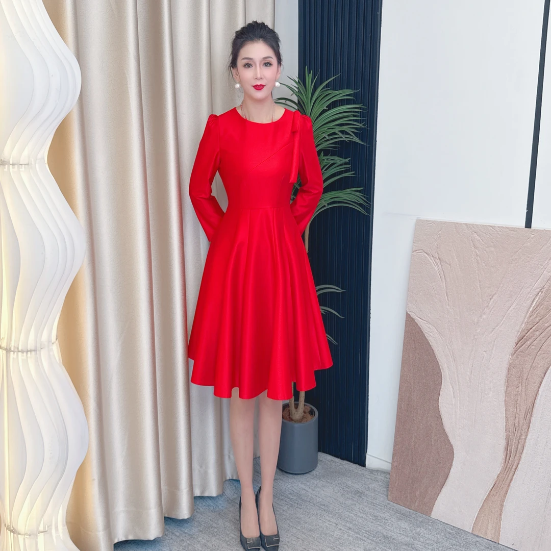 A345女装连衣裙显瘦气质轻奢时尚百搭复古收腰名媛显瘦修身设计