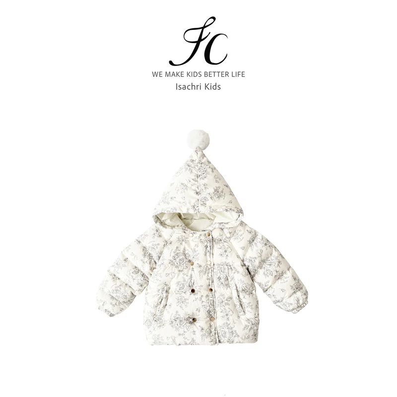 晶晶家【现发】雪国精灵D家冬装鹅绒服中长款女宝连帽羽绒外套IS812