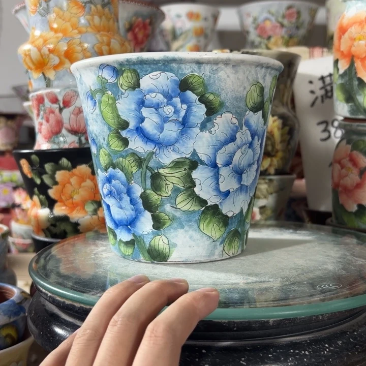 景德镇手绘花盆满38包邮偏远地区除外