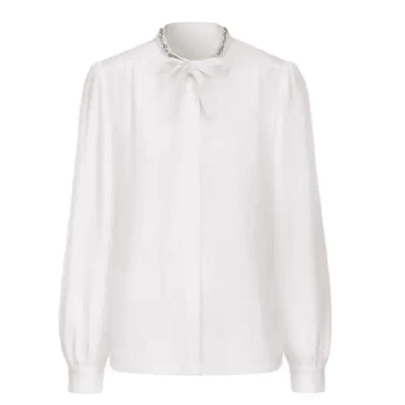 【玖】春秋气质钉珠飘带衬衫-JZ60101