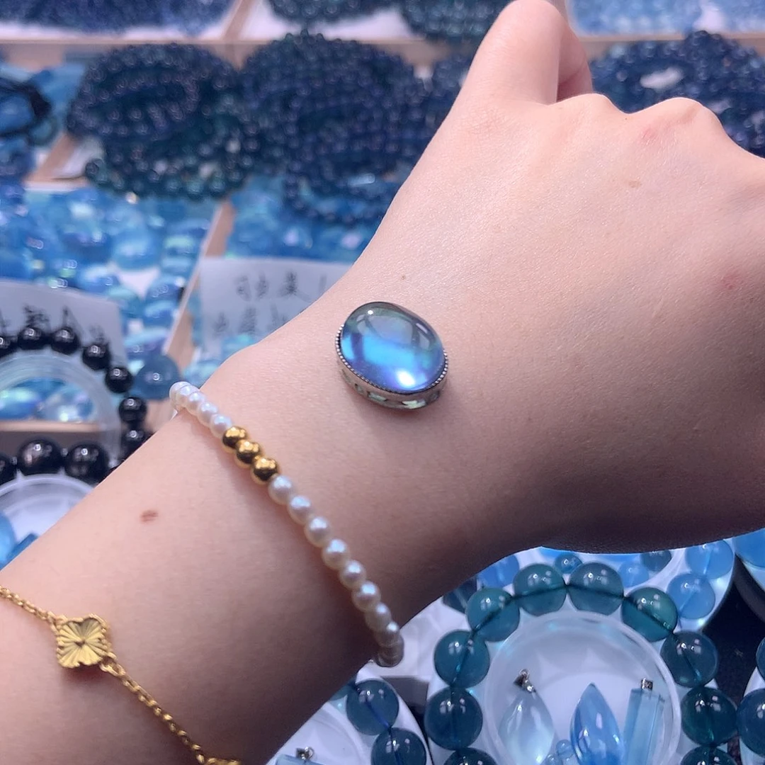 未镶嵌手串海蓝宝石魔盒17*13mm【200元】要拍2件