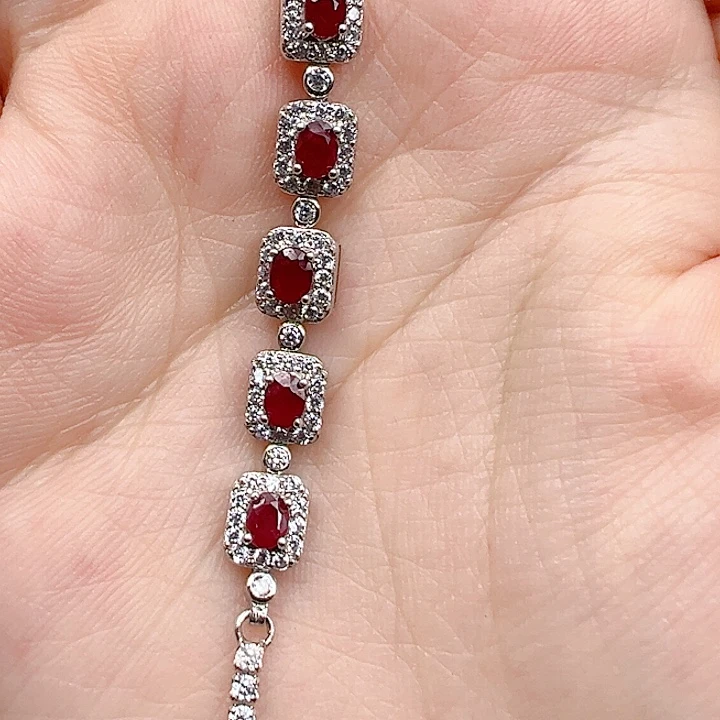 银S925镶嵌手链红宝石