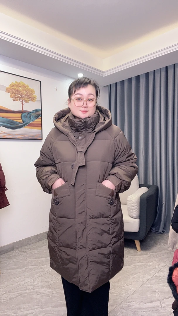 冬季新款加绒外套中长款胖妈妈装外套派克服新款加大码棉衣棉服