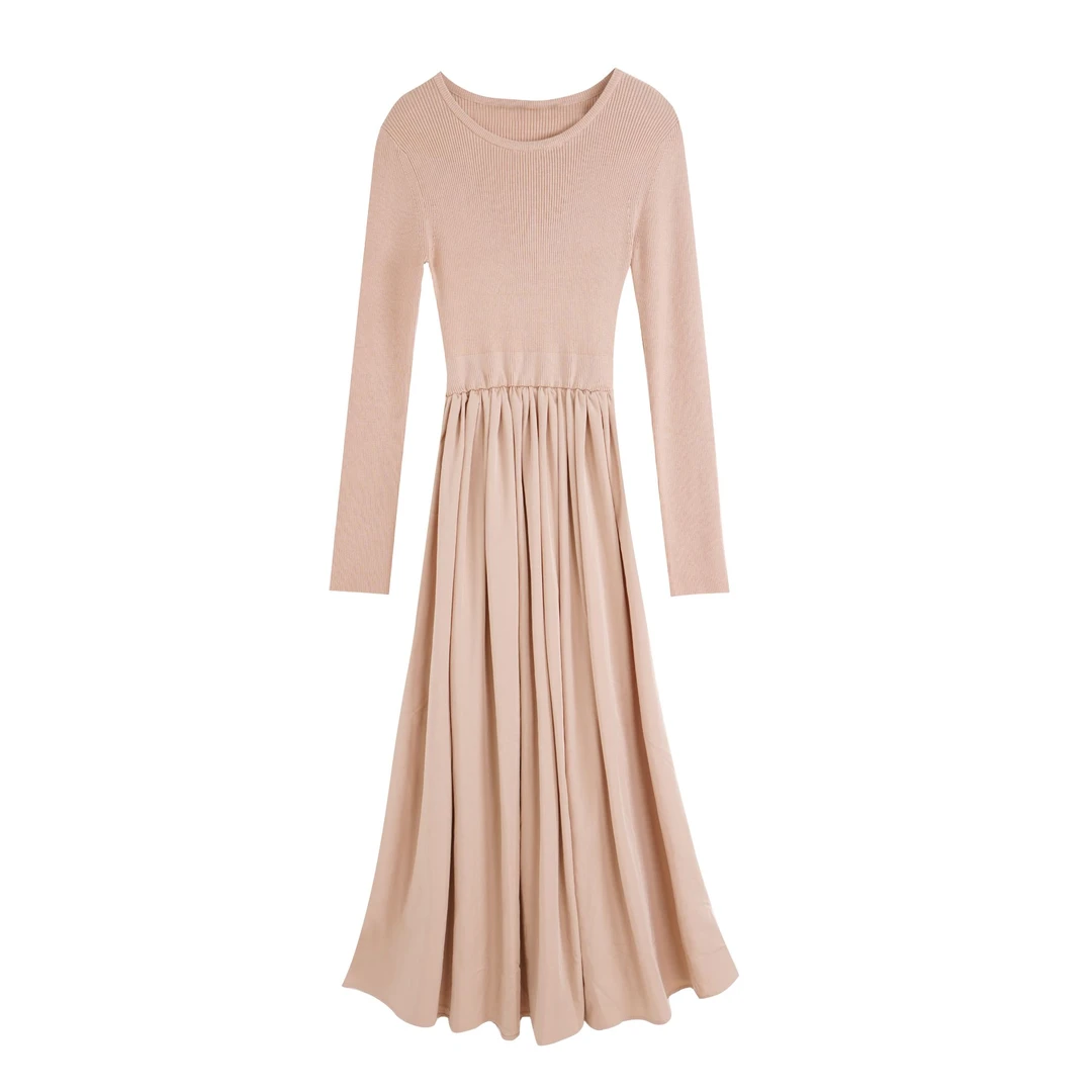 【TaKuMi】日系品牌 J 秋季新款圆领针织连衣裙气质高级感长裙