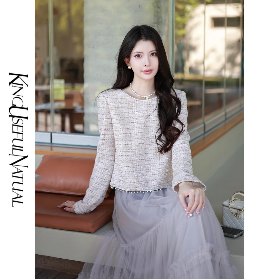 KUN【香香少女】质感一绝 小众精致珍珠织带重工编织小香花色上衣