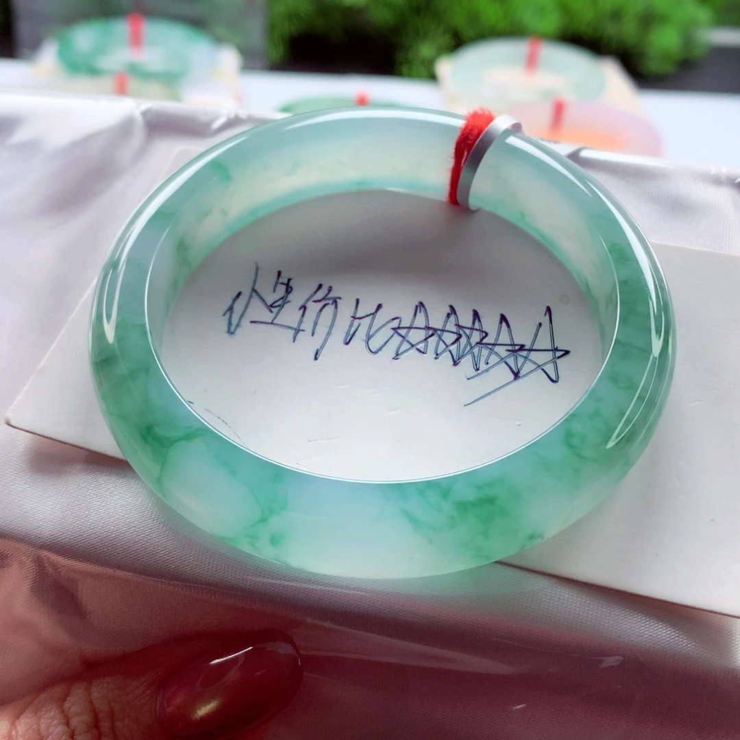翡翠未镶嵌手镯55.5 绝美意境兰花 灵