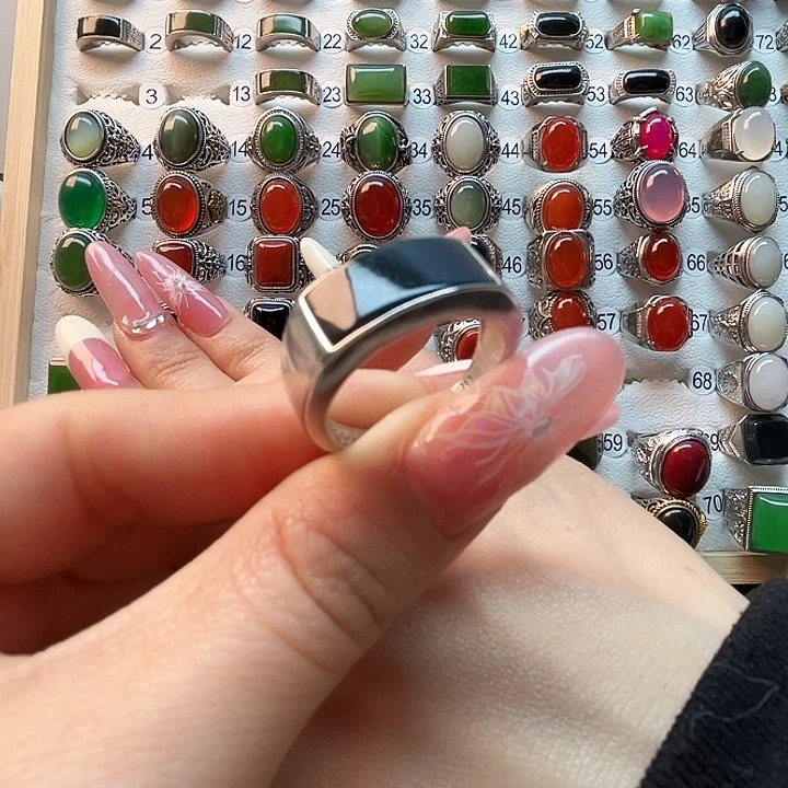 和田玉戒指银S925镶嵌勿***?