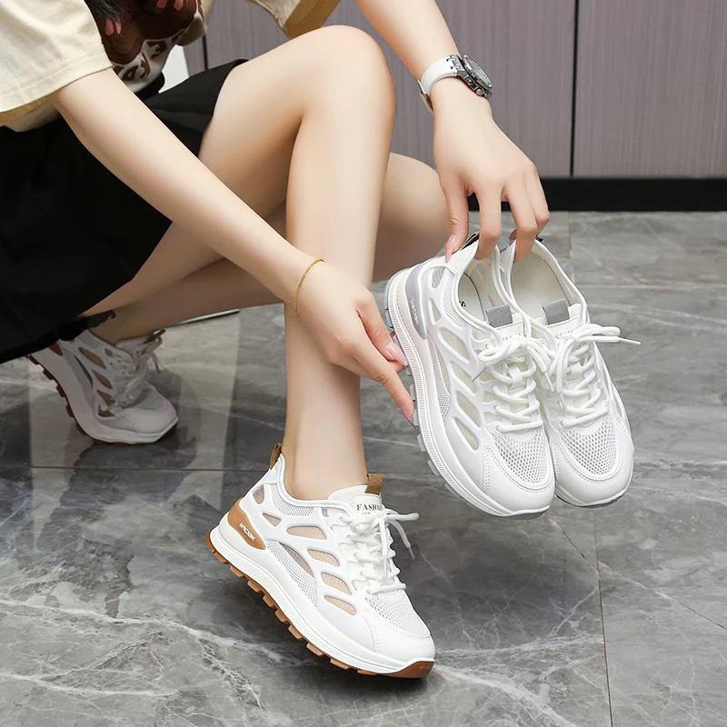 啄木鸟爆款网鞋女夏镂空网面薄款透气平底鞋子女士百搭休闲运动鞋