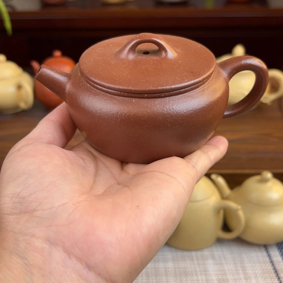 紫砂茶壶红降坡大彬半手微瑕190cc