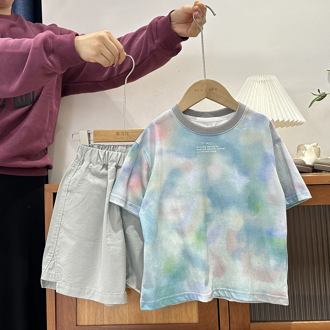 【彩色扎染】儿童夏季设计款简约扎染短袖T恤32186