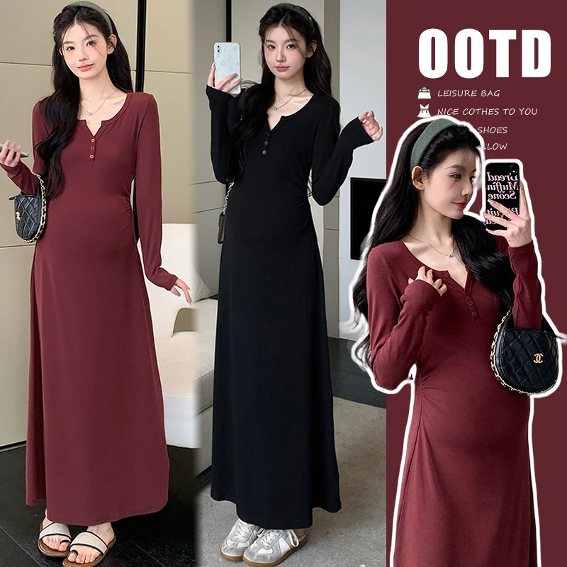 孕妇连衣裙秋冬季2025新款爆款时尚轻奢高级感显瘦大码孕妇裙春装