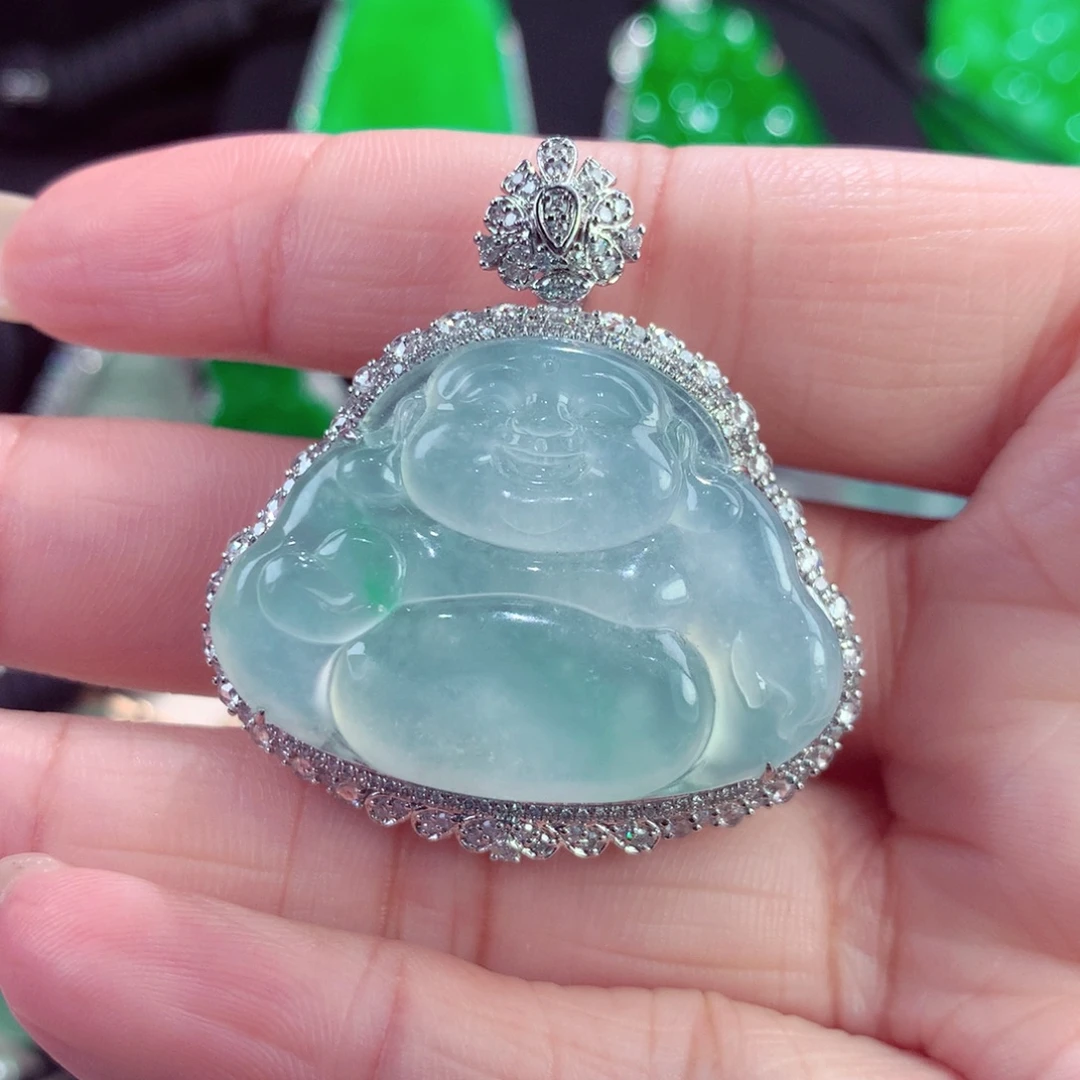 翡翠未镶嵌颈饰缅甸天然翡翠佛公