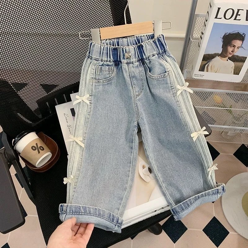 【热推爆款】女童春秋牛仔阔腿裤2025新款洋气阔腿裤宝宝阔腿裤儿童