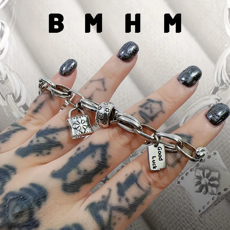 BMHM 铜合金手链 锁链十字架气质网红时尚复古小众简约ins手工