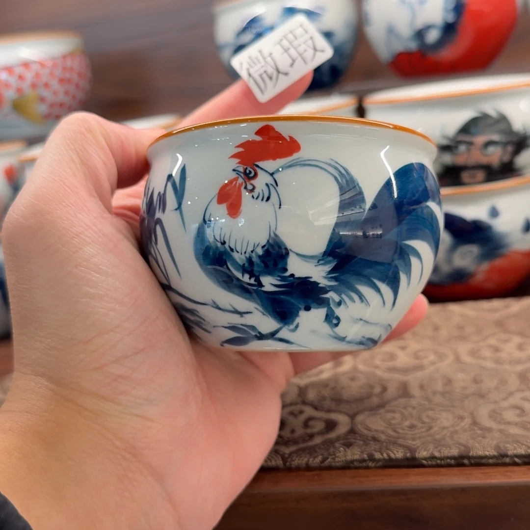 釉下手绘茶具微瑕