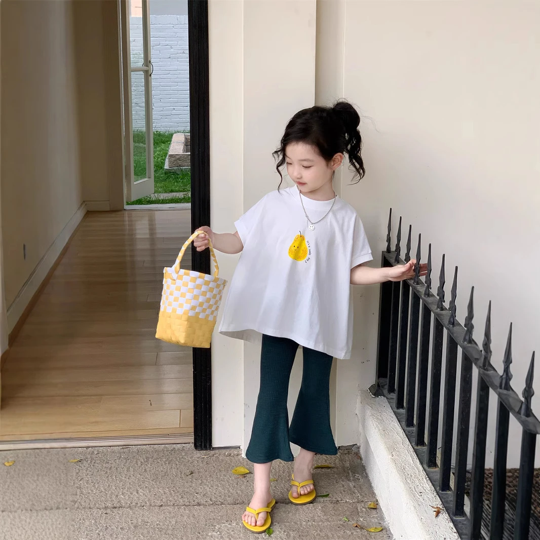 女童夏季新款梨子印花短袖T恤儿童韩版洋气宽松百搭上衣