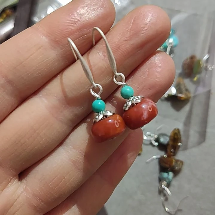 南红玛瑙耳饰银S925镶嵌天然南红耳环925镶嵌满色满肉