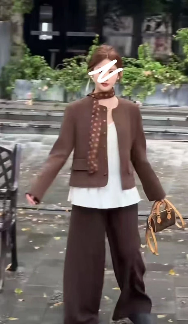 2025韩系高级时尚轻奢欧货吊带+外套+裤子百搭休闲宽松气质68310