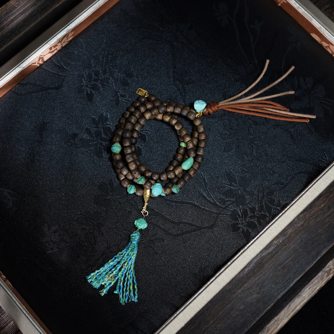 【风惊竹】绿松*手串*18k金镶嵌