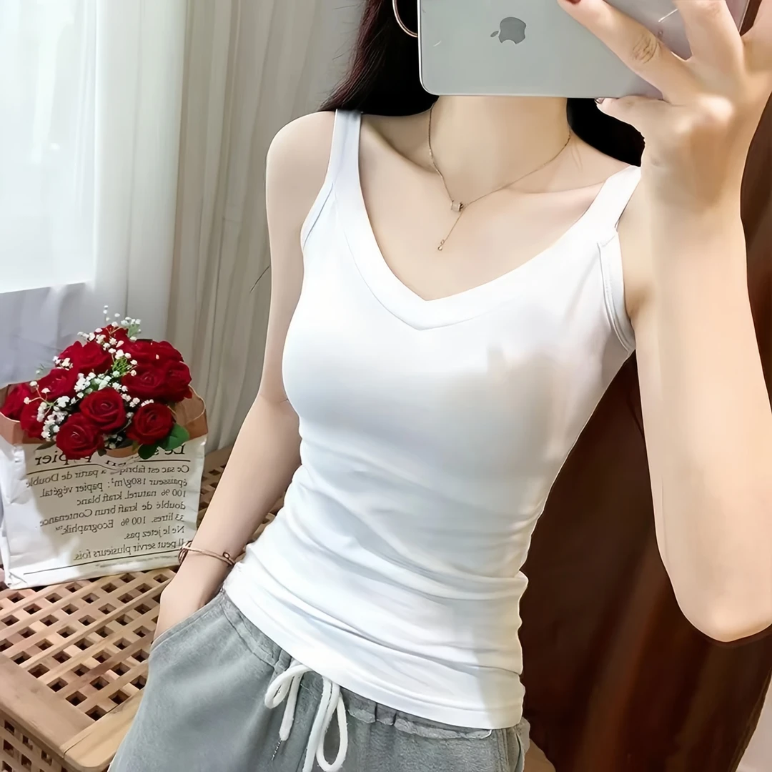 V领吊带背心女内搭小众洋气纯欲美背百搭新款打底衫上衣设计感潮