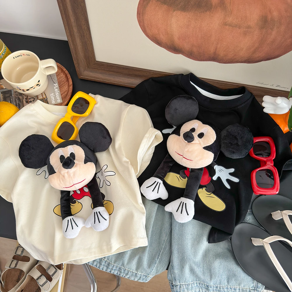 （亲子装）服装新款印花立体玩偶百搭休闲短袖卡通T恤纯棉