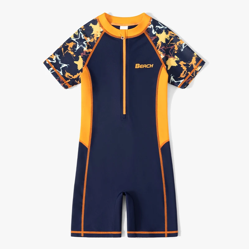 夏季儿童泳衣男童连体速干游泳衣2025新款男孩泳裤套装