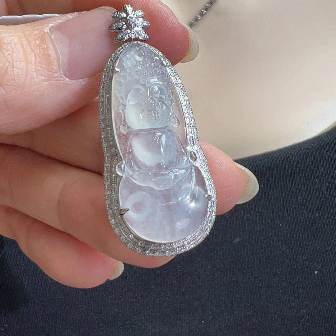 翡翠吊坠(不含链)18K金镶嵌