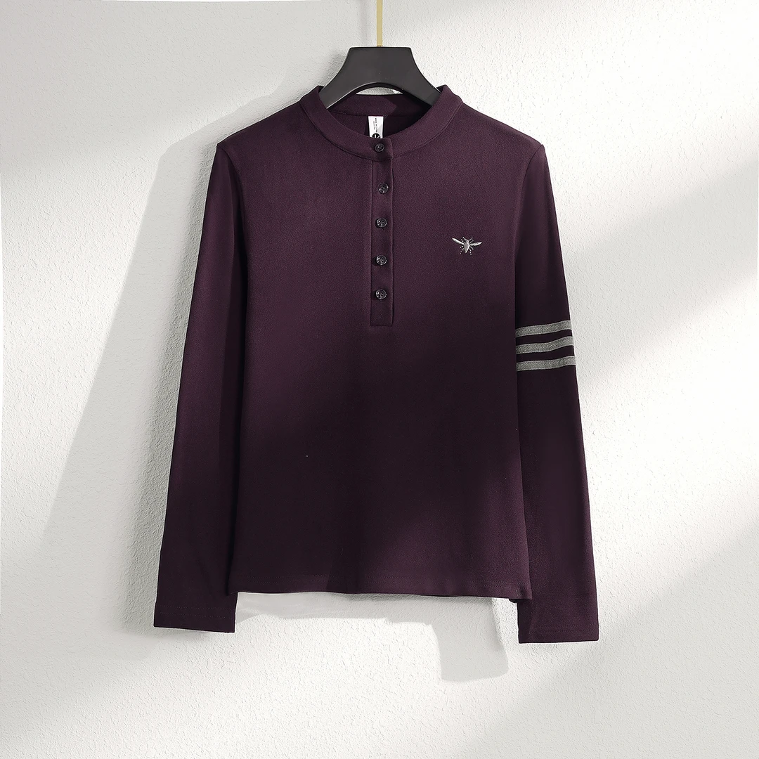 【春季上新】时尚洋气加绒加厚圆领刺绣休闲显瘦打底衫BQ5209衣长59