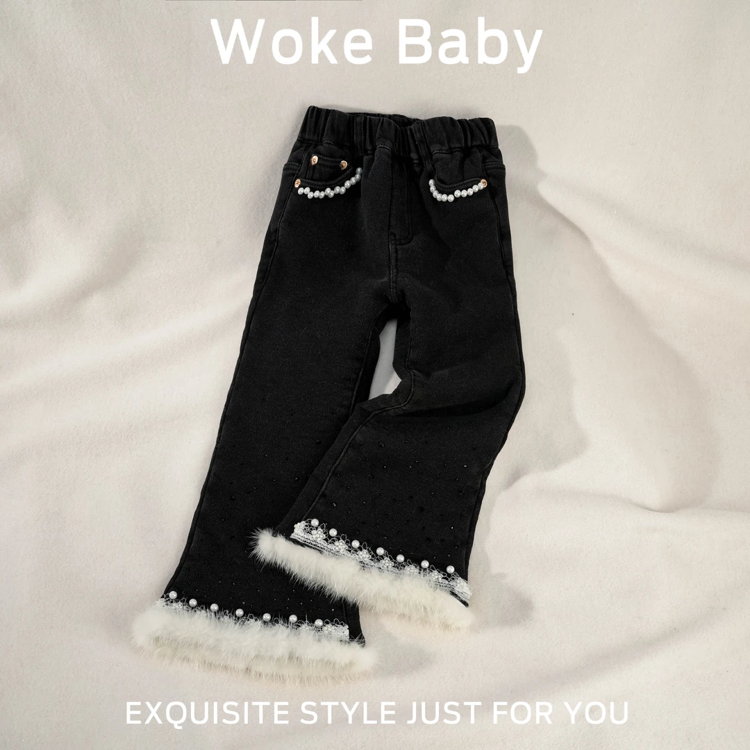 加绒一体绒女童秋冬季裤子时尚洋气儿童汉服百搭长裤 V10245