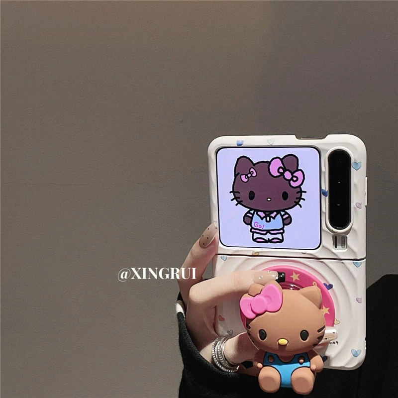 爱心kt猫磁吸支架适用华为PuraX手机壳pocket2折叠屏小米mixflip2