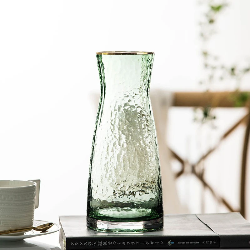 日系锤纹玻璃花瓶简约创意水培插花花器清新客厅干花瓶摆件