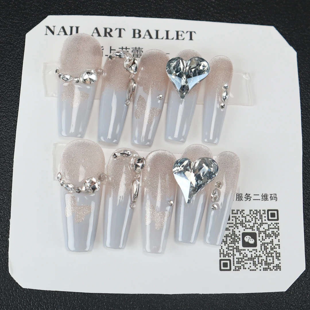 56【梦境蝴蝶】指上芭蕾纯手工穿戴甲送工具包+收纳盒 No退No换