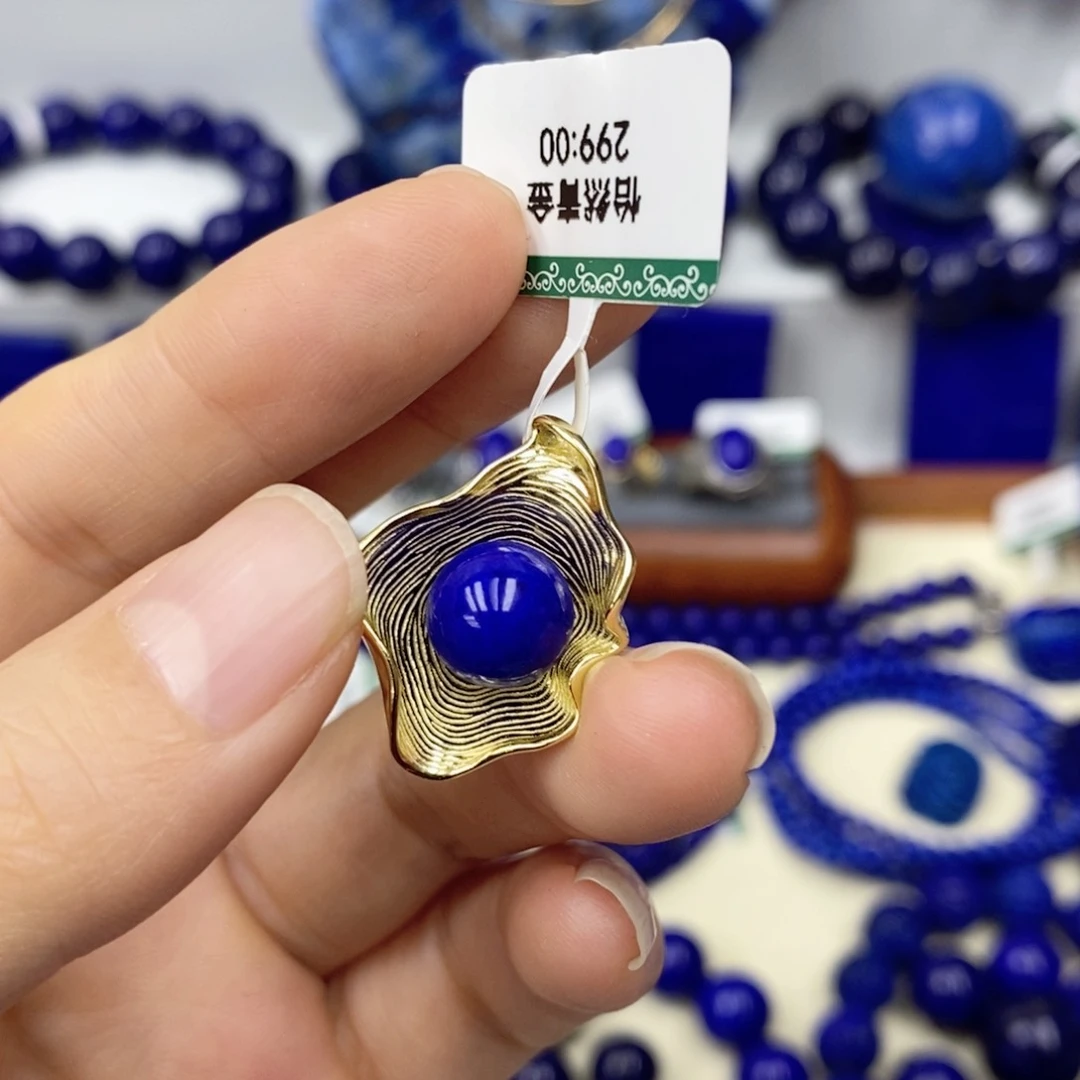 青金石颈饰银S925镀金镶嵌紫*儿