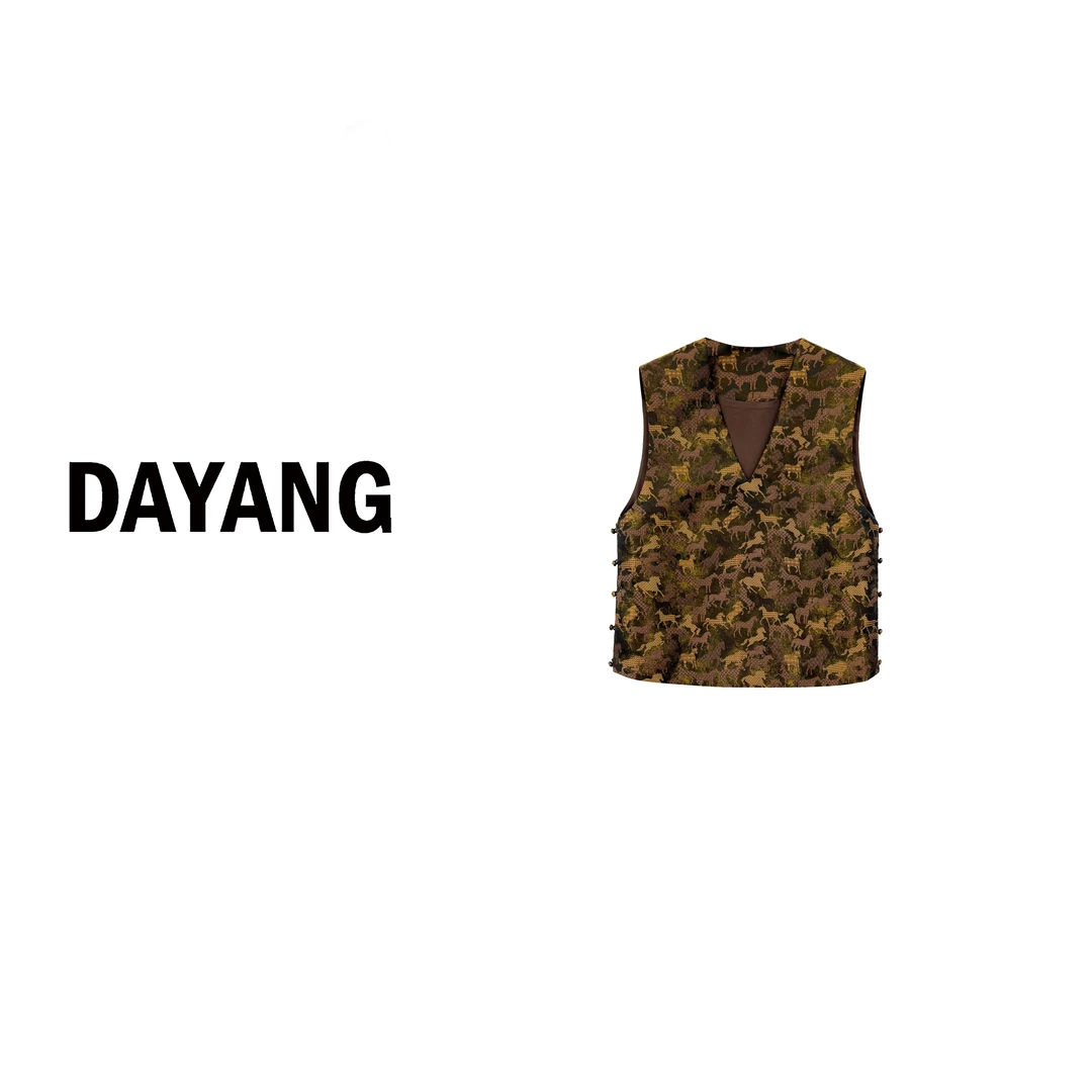 【DAYANG】金色小马 V领子老钱风四季小马甲