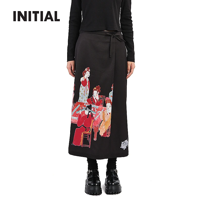 【杠上开花系列】INITIAL25春新中式古典风半身裙女25SKTFMCVV568