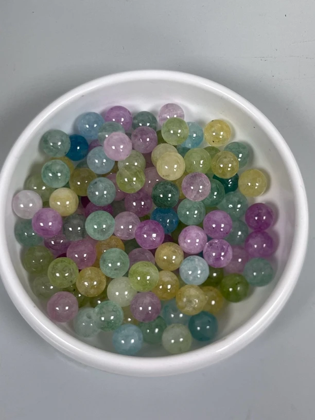 天然珠宝玉石 彩虹碧玺散珠Y2542  6MM  50颗（赠弹力绳）