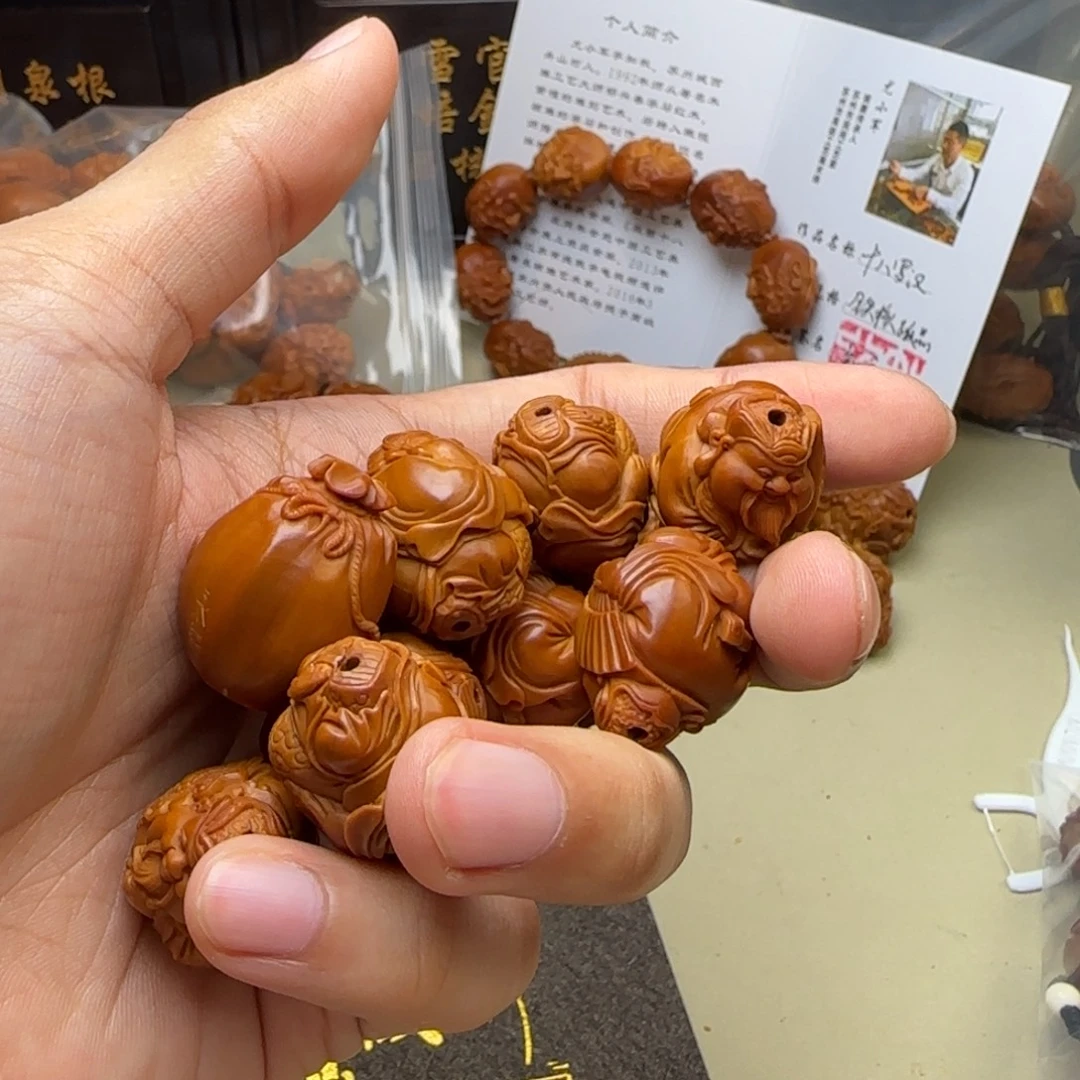 大***鸡手串/手链橄榄核纯手工雕刻八宝财神