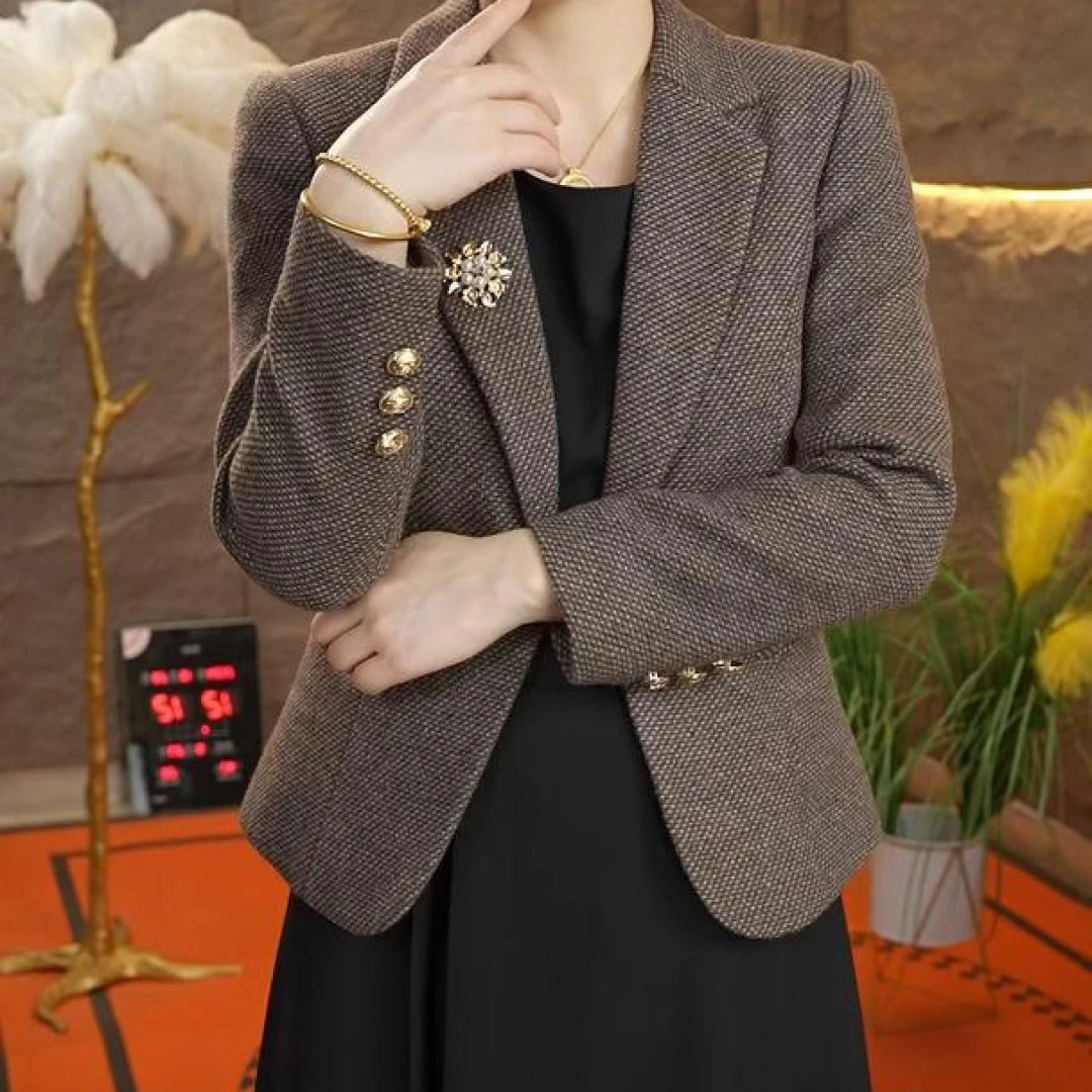 含羊毛毛呢小个子短款小西装外套女秋冬2025年新款气质女士西服AL