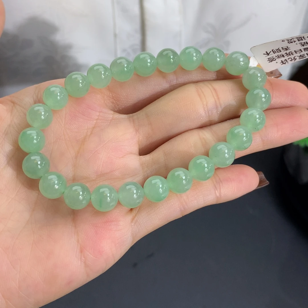 未镶嵌手串翡翠卡8冰胶晴绿手串
