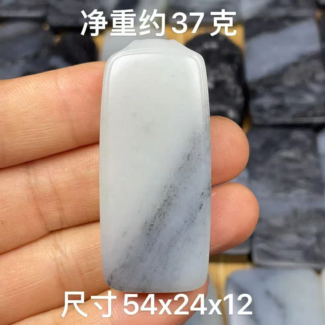 特价 天然和田玉籽 料青花留皮白底墨平安无事牌玉佩挂件吊坠