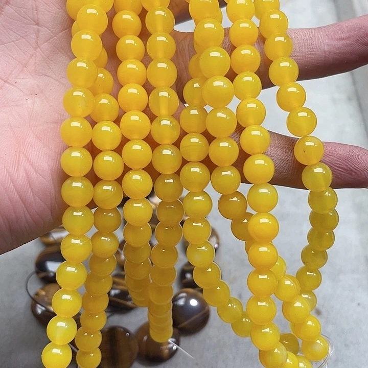 玛瑙/玉髓珠宝半成品未镶嵌一条8mm鸡油黄玛瑙