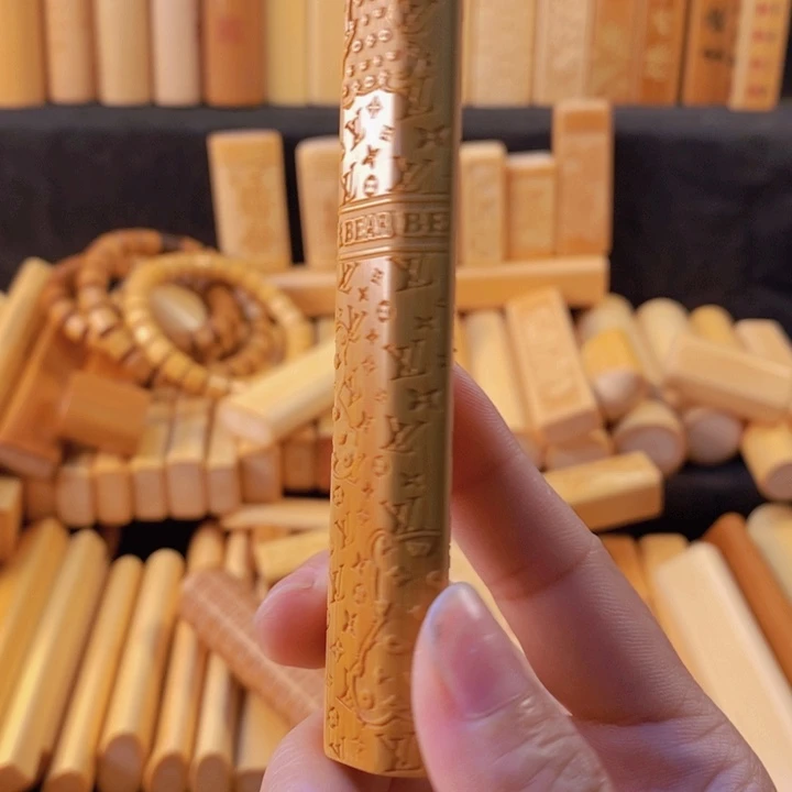 竹扁六菱手把件满刻