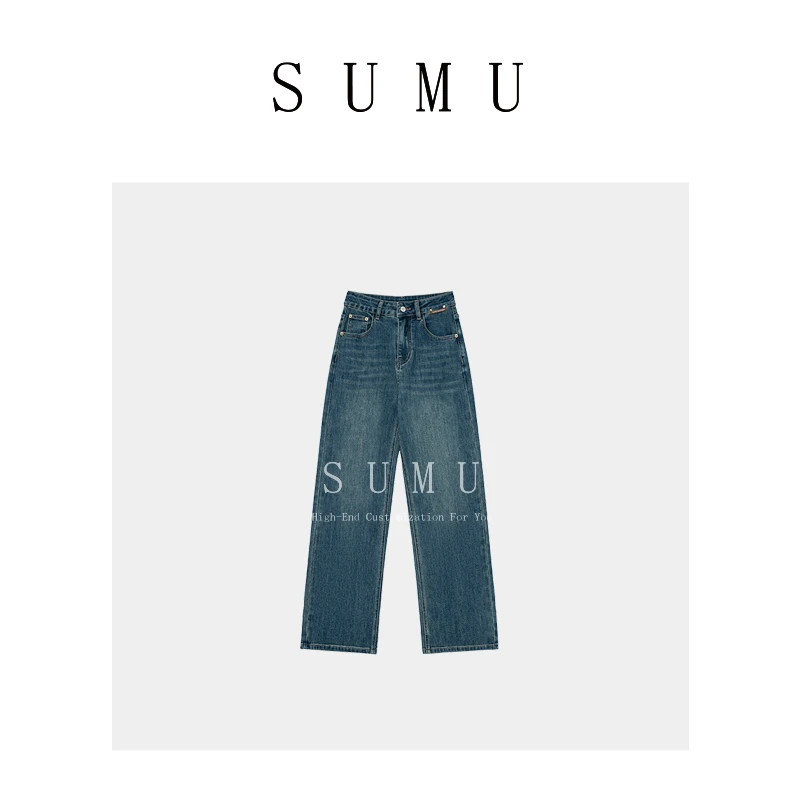 宿慕SUMU 女款男友裤 2-23春季2025新款时尚百搭休闲牛仔裤32157