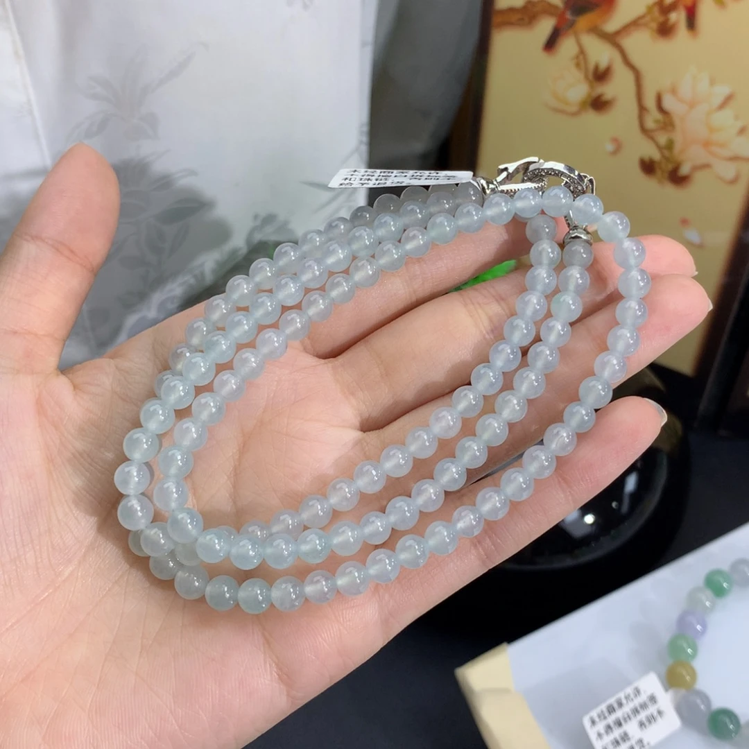 翡翠未镶嵌手串卡5.4冰种蓝底
