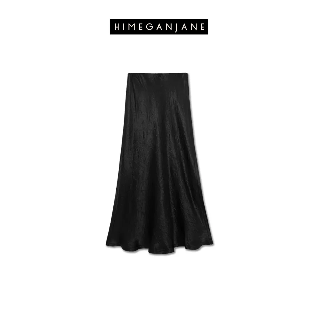 HIMEGANJANE “醋酸缎面鱼尾裙” 高级光泽垂感A字半身裙 250694