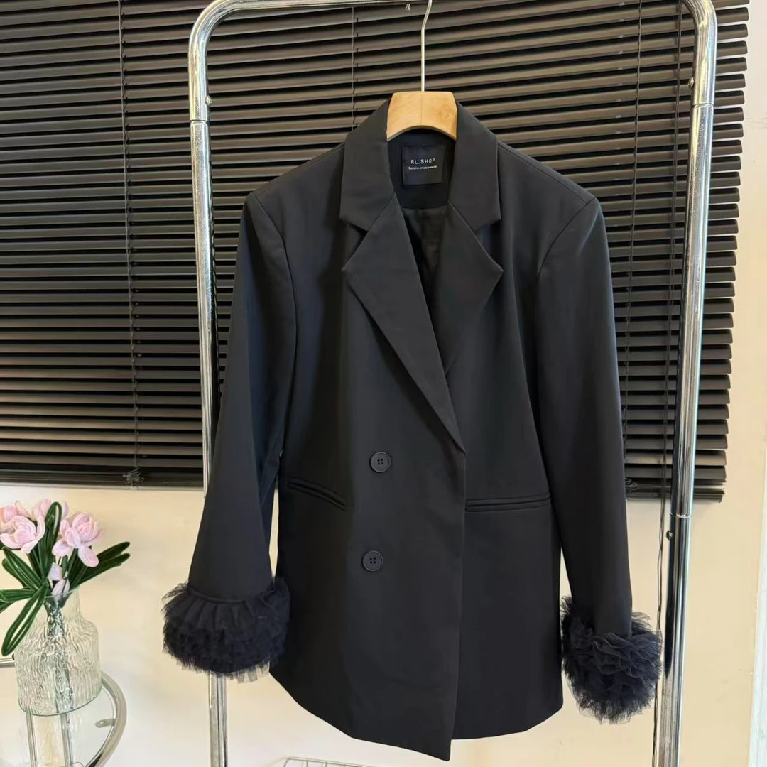 韩版气质西装网红西服百搭休闲时尚纯色宽松春季女士设计师设计感