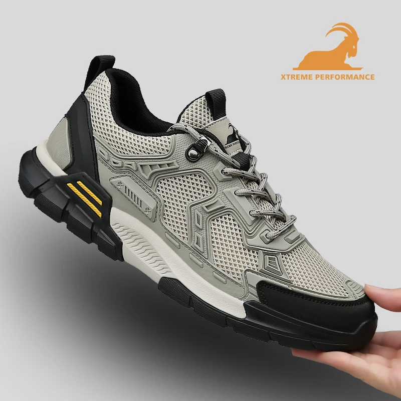 公羊男鞋2025新款夏季透气网面户外男士运动休闲鞋轻便男款登山鞋