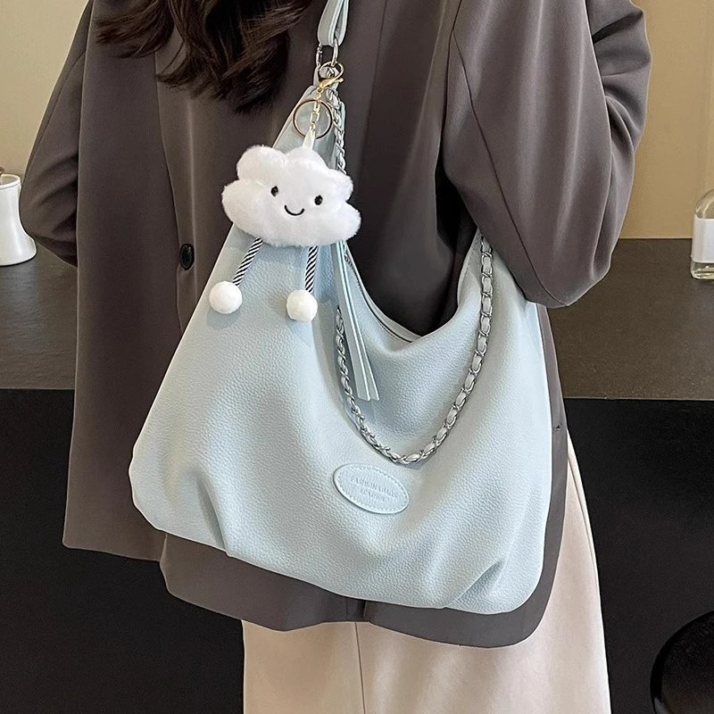 学生上课大容量包包女2025新款潮韩国托特包百搭单肩斜挎包通勤包